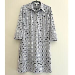 Donna Morgan Stretch Shift Dress Gray Black Geometric Pattern Collar Size 2